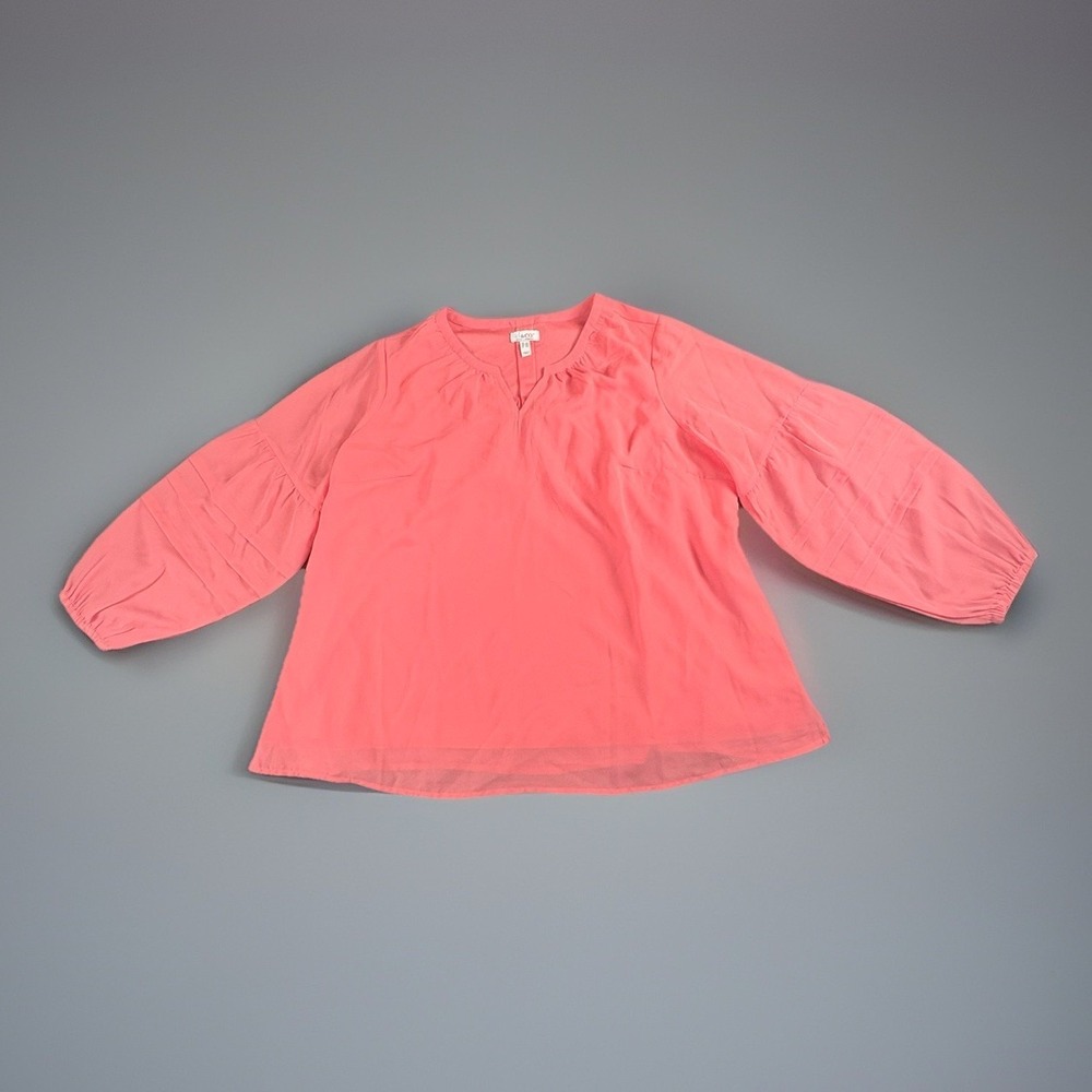 D&Co Peasant Blouse Women 2X Coral Boho Romantic Cottagecore Fairy Festival Soft